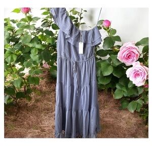 Heartloom Gray One Shoulder Sundress